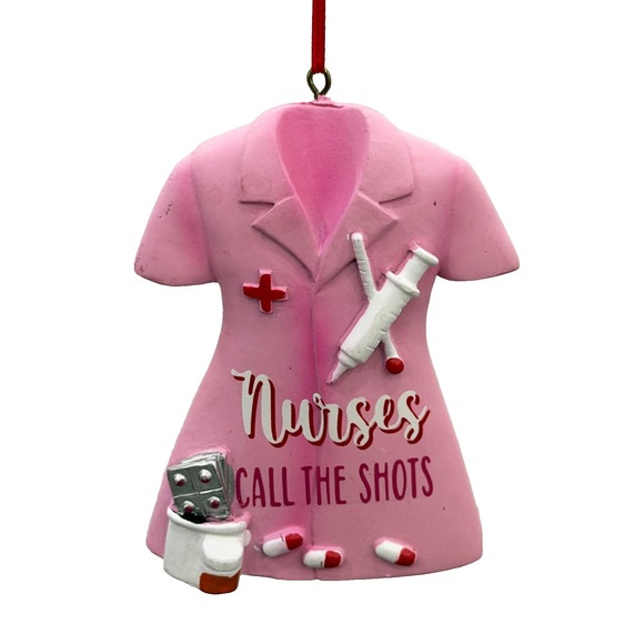 The Unbranded Brand Other - Nurses Call The Shots Resin Christmas Ornament Pink Scrubs Uniform Medical